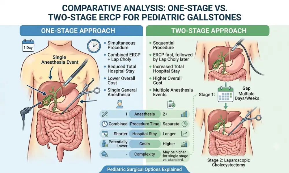 One-Stage vs. Two-Stage ERCP with Laparoscopic Cholecystectomy for Pediatric Gallstones